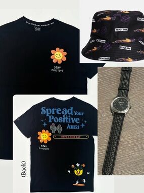 Bundle #10 - Graphic Tee + Bucket Hat + Watch